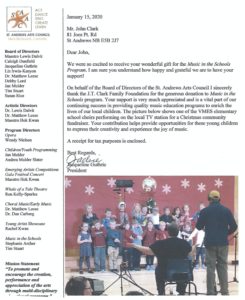 SA Arts Council 2020 Thank You Letter